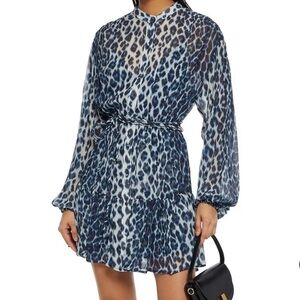 a.l.c. jen belted leopard-print silk georgette mini dress